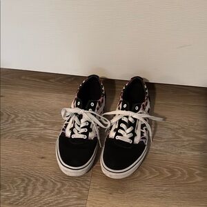 Vans Black and Pink Leopard Print Sneakers